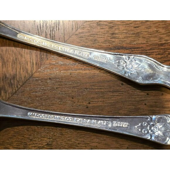 Wm Rogers Mfg Co Extra Plate Silver Plated Serving Fork & Spoon Set HS114 - Picture 5 of 5